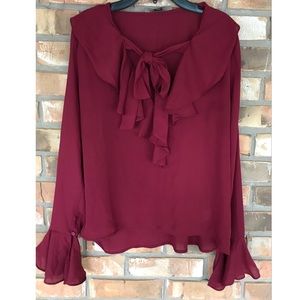 Love Tree Ruffled Front Top    Medium